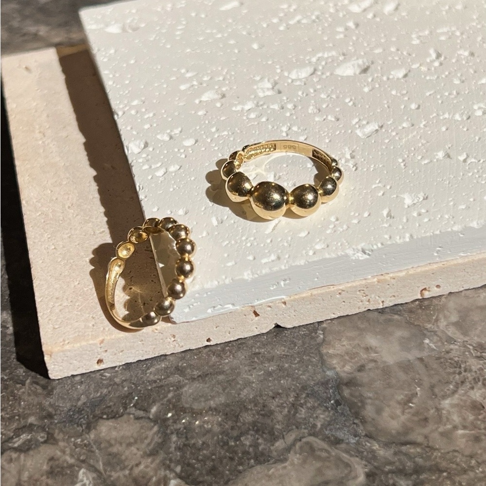 14K Large Yellow Gold Bubble ring size 7